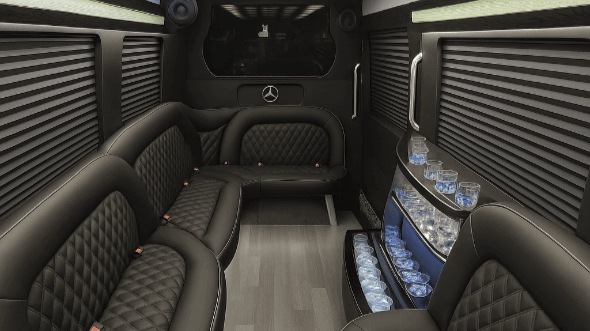 Interior of Orlando Party Bus Company's 14 Passenger Sprinter Limousine in Orlando