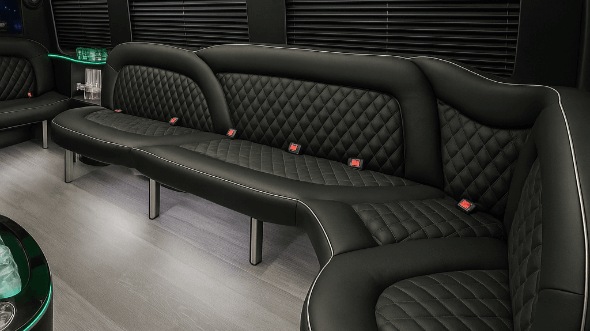 Interior of Charter Bus Company St. Petersburg's 14 Passenger Sprinter Limousine in St. Petersburg
