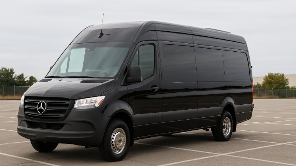 Exterior of Charter Bus Company Sanford's 14 Passenger Sprinter Limousine in Sanford
