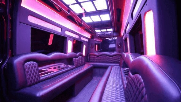 Interior of Charter Bus Company Lakeland's 15 Passenger Party Bus in Lakeland