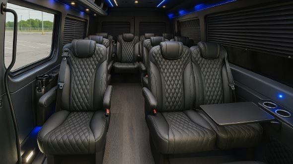 Interior of Charter Bus Company Orlando's 18 Passenger Minibus in Orlando
