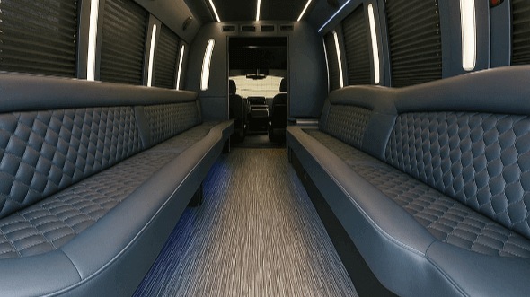 Interior of Charter Bus Company Sanford's 40 Passenger Party Bus in Sanford
