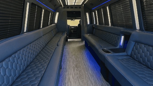 Interior of Charter Bus Company Sanford's 50 Passenger Party Bus in Sanford